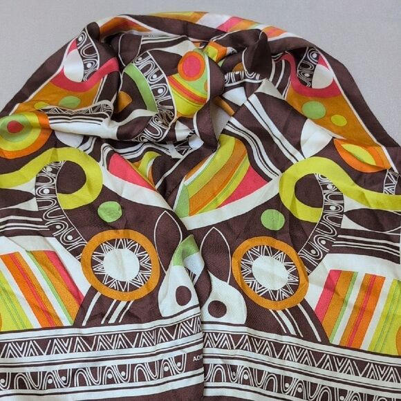Adrienne Landau Brown and Orange Geometric Scarf MCM - Picture 4 of 8